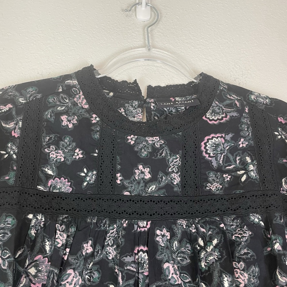 New Lane Bryant Top Womens 18 Cottagecore Boho Crochet Floral Prairie Blouse NWT - Picture 2 of 10